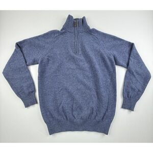Bexley 100% Pure Lambswool 1/4 Zip Pullover Sweater Blue Men's M Standard Fit